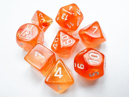 Chessex Lab Dice: Borealis Blood Orange/White