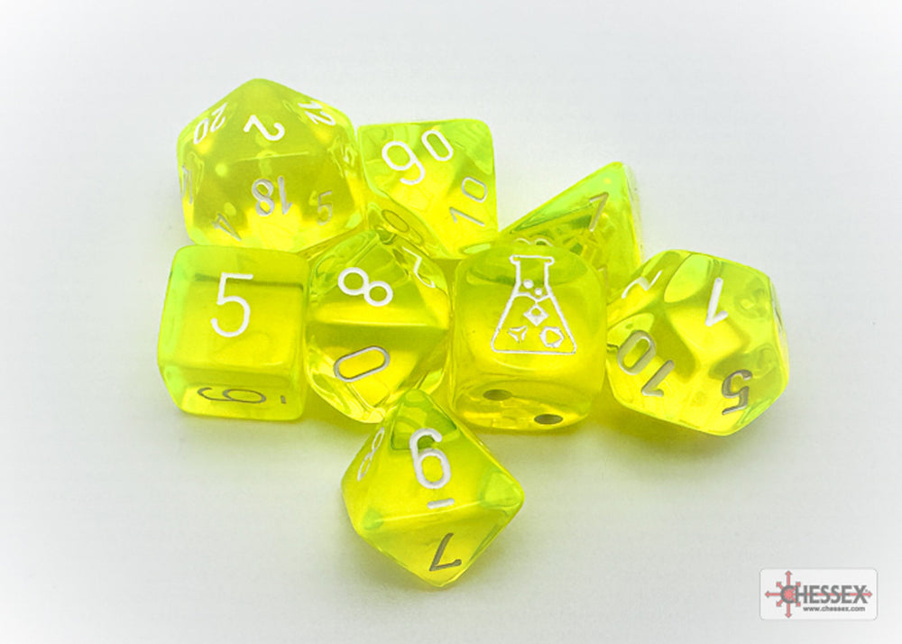 Chessex Lab Dice: Translucent Neon Yellow/White