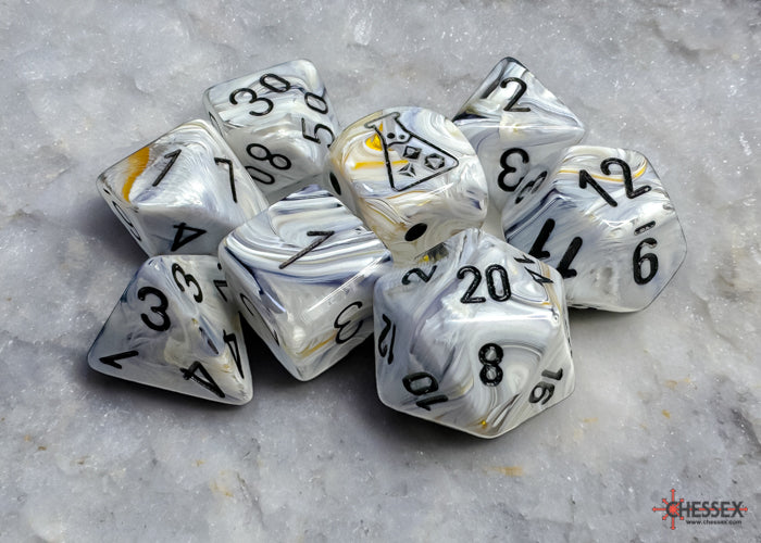 Chessex Lab Dice: Marble Calcite/Black