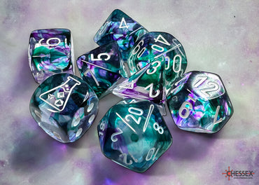 Chessex Lab Dice: Nebula Fluorite/White