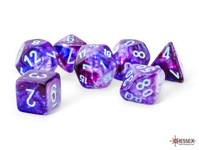 Chessex Mega Dice: Nebula - Nocturnal/Turqoise Luminary