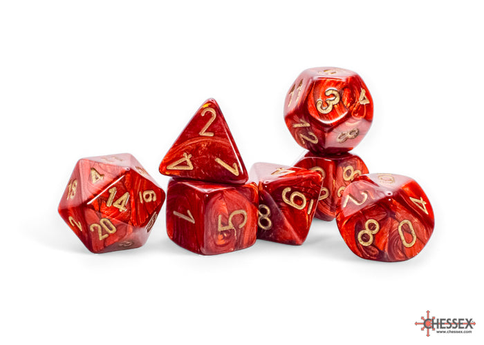 Chessex: Mega Dice: Scarab - Scarlet/Gold