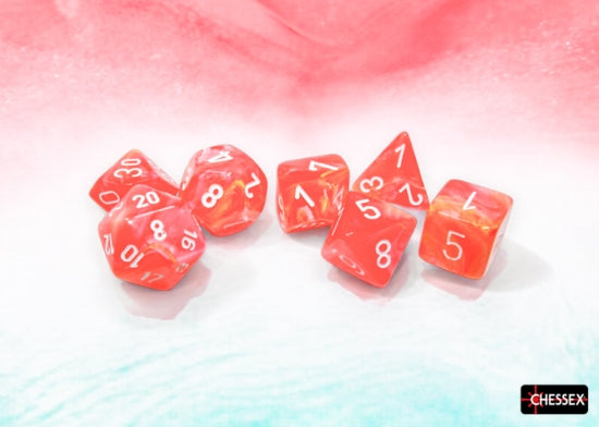 Chessex: Festive Dahlia/white Polyhedral 7-Die Set