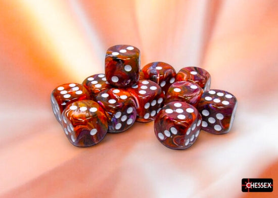 Chessex: Festive Symphany/white 16mm d6 Dice Block (12 dice)