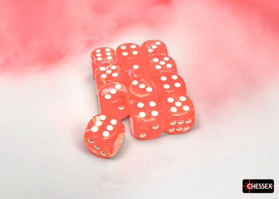 Chessex: Festive Dahlia/White 16mm d6 Dice Block (12 dice)