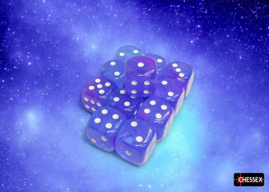 Chessex: Nebula Aura/white 16mm d6 Dice Block (12 dice)