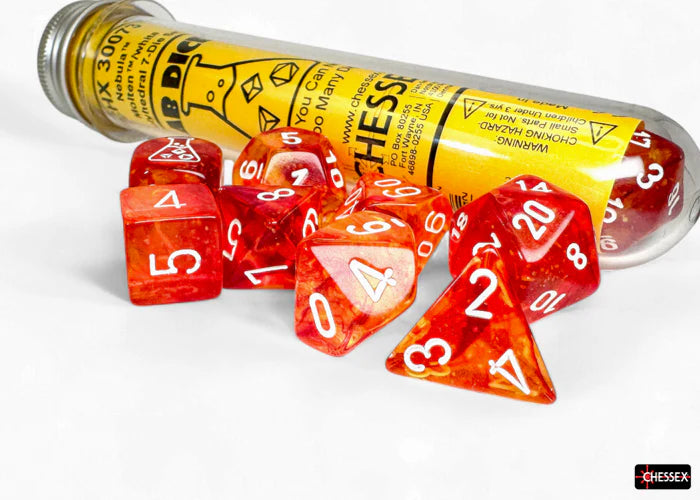 Chessex Lab Dice: Nebula Molten/white