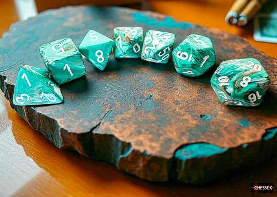 Chessex: Mega Dice: Marble- Oxi-Copper/white