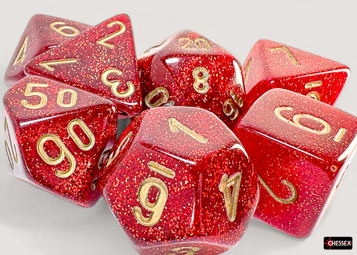 Chessex: Mega Dice: Glitter - Ruby/gold