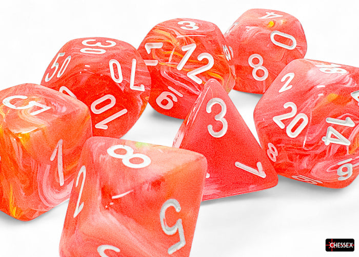 Chessex: Mega Dice: Festive - Dahlia/white