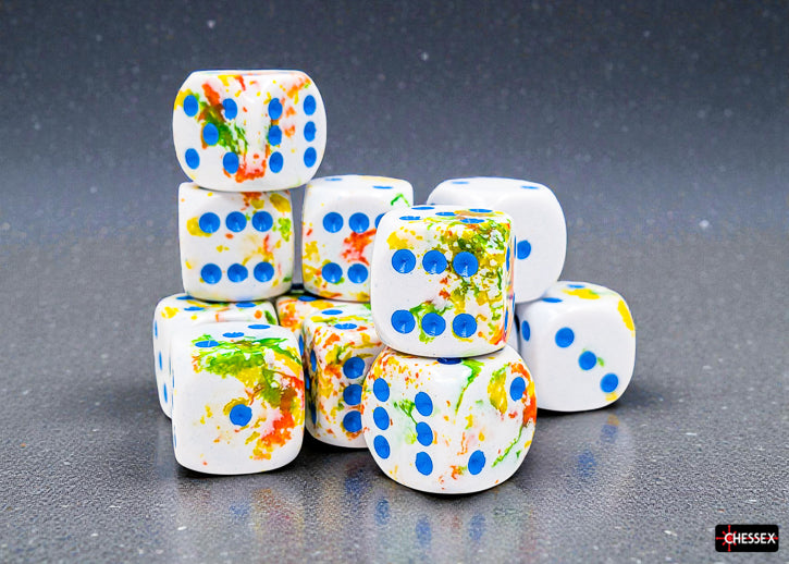Chessex: Brush Breezy/blue 16mm d6 Dice Block (12 dice)
