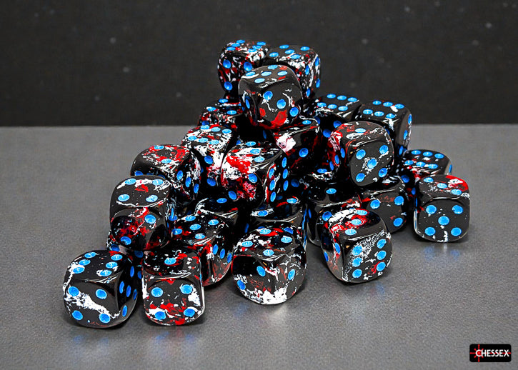 Chessex: Brush Dark Side/blue 12mm d6 Dice Block (36 dice)