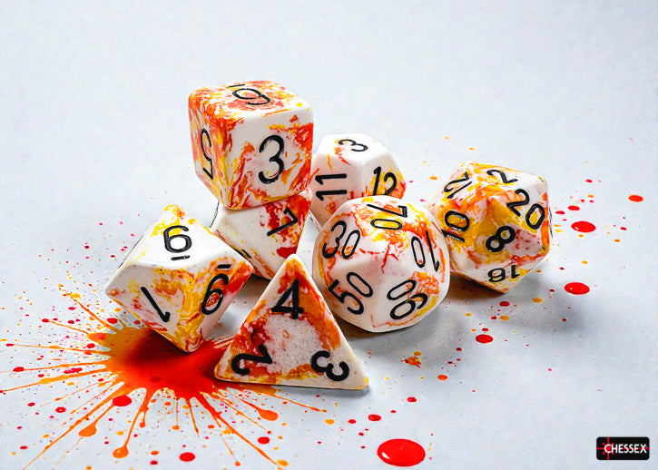 Chessex: Brush Sunrise/black Polyhedral 7-Die Set