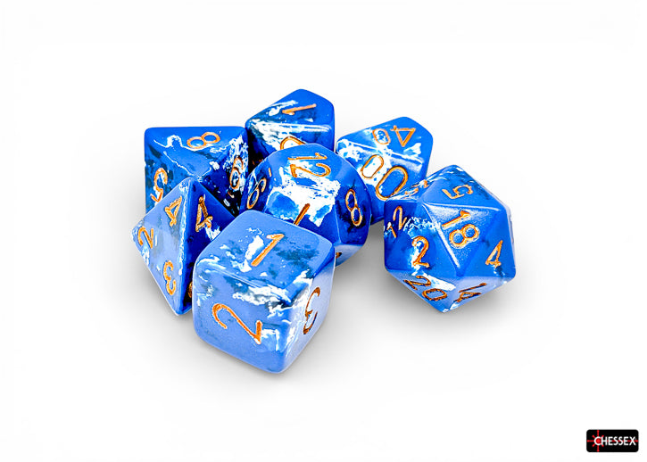 Chessex: Brush Wavebreak/gold Polyhedral 7-Die Set