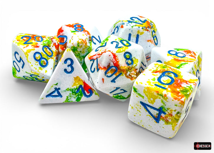 Chessex: Brush Breezy/blue Polyhedral 7-Die Set