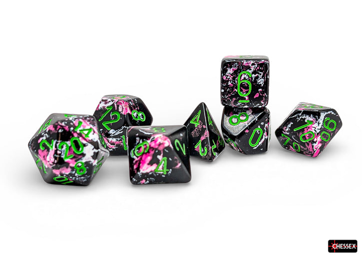 Chessex: Brush Paintball/green Polyhedral 7-Die Set