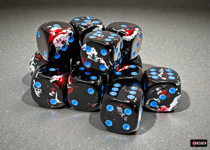 Chessex: Brush Dark Side/blue 16mm d6 Dice Block (12 dice)