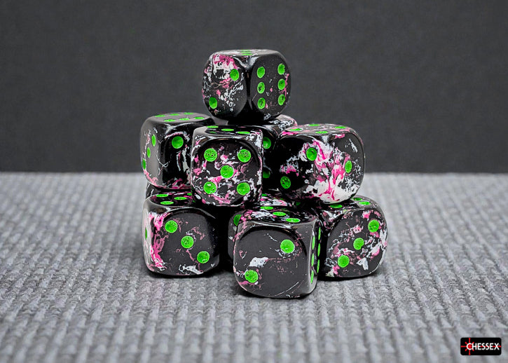 Chessex: Brush Paintball/green 16mm d6 Dice Block (12 dice)