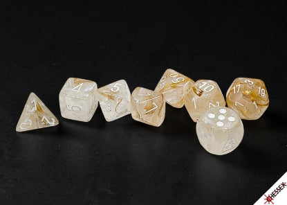 Chessex Lab Dice: Borealis Champagne/ White