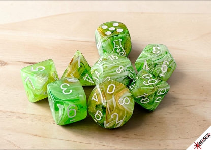 Chessex Lab Dice: Sour Green/White Polyhedral