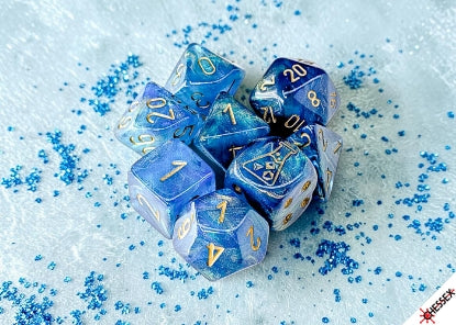 Chessex Lab Dice: Shimmer Aqueous/Gold