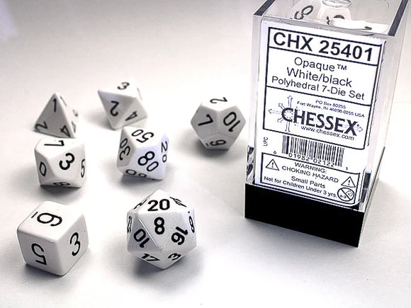 Chessex: Opaque White/black Polyhedral 7-Die Set