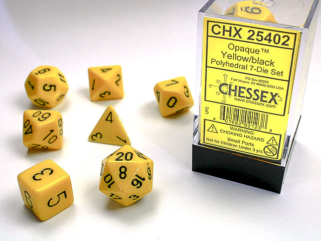 Chessex: Opaque Yellow/black Polyhedral 7-Die Set