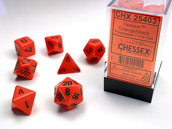 Chessex: Opaque Orange/black Polyhedral 7-Die Set