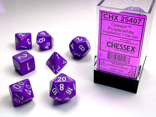 Chessex: Opaque Purple/white Polyhedral 7-Die Set