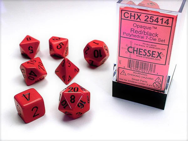 Chessex: Opaque Red/black Polyhedral 7-Die Set