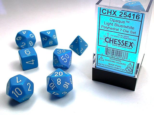 Chessex: Opaque Light Blue/white Polyhedral 7-Die Set