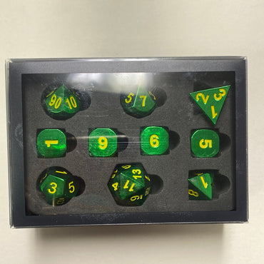 Forged: Emerald Green 10 Piece Metal Dice Set