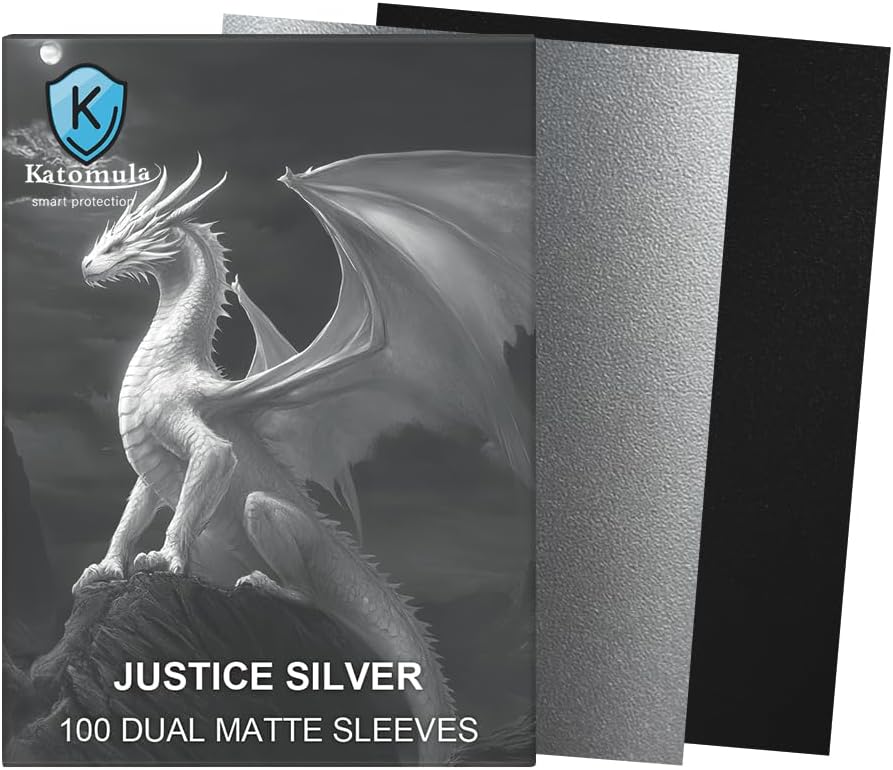 Katomula: Dual Matte Sleeves - Justice Silver (100ct sleeves)