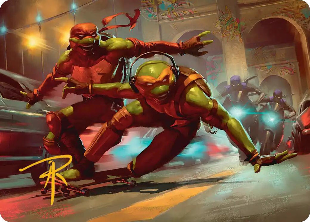 Raph & Mikey, Troublemakers Art Card (Gold-Stamped Signature) [Teenage Mutant Ninja Turtles Art Series]