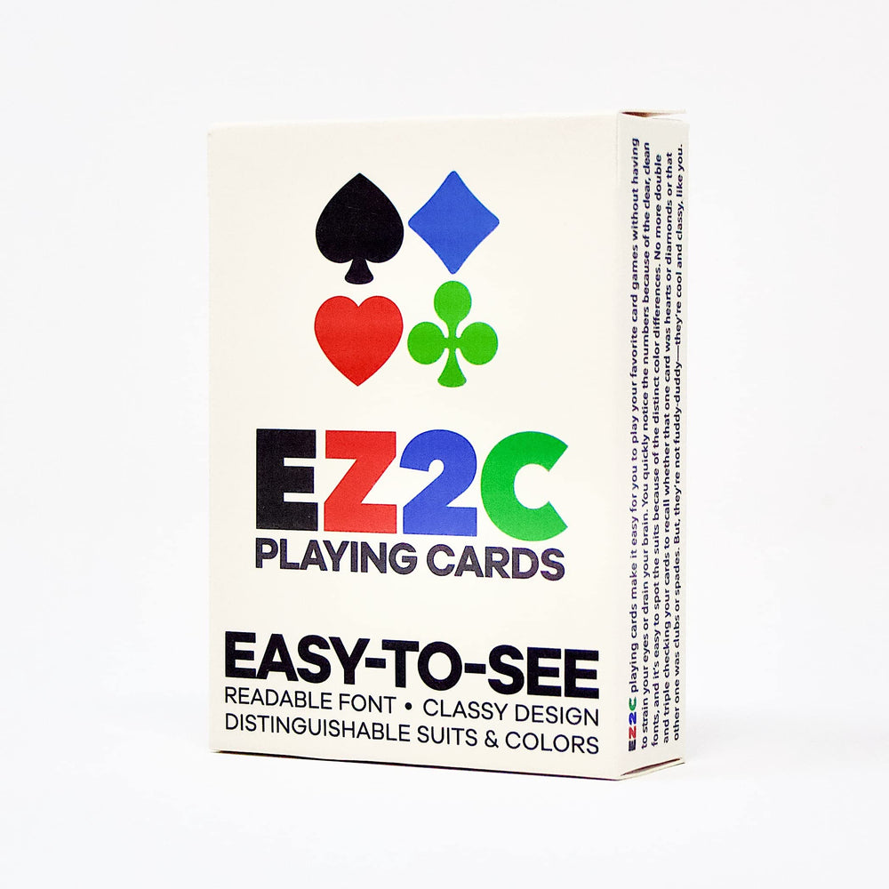 EZ2C Playing Cards: Easy to See - Readable Font - Colored Suits