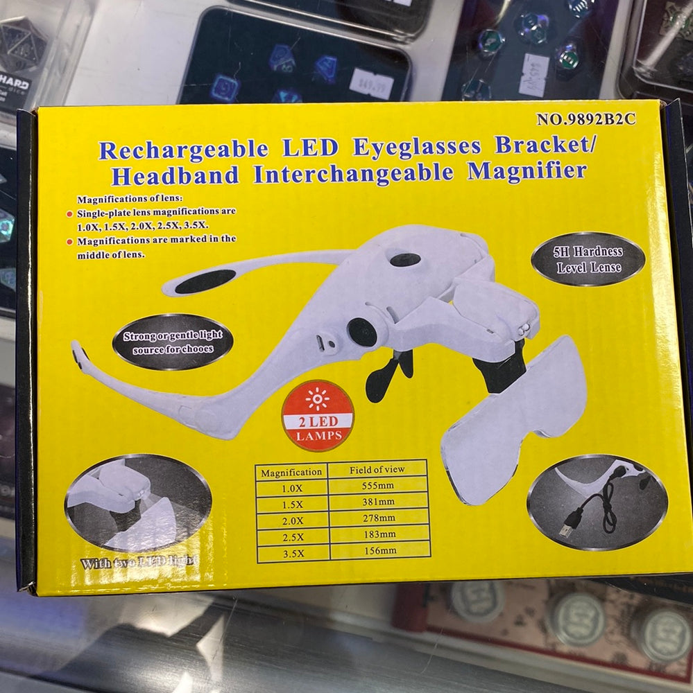 Rechargeable LED Eyeglasses Bracket/Headband Interchangeable Magnifier