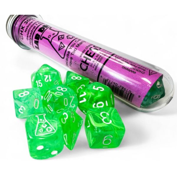 Chessex Lab Dice: Nebula Gelatinous/white