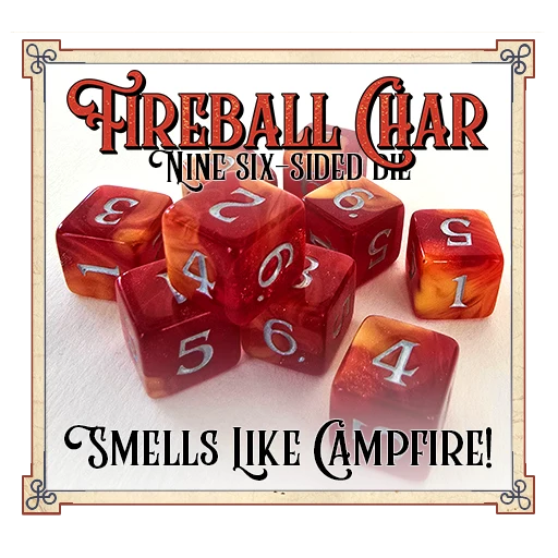 Baron Smelly Bones, Scented Dice: Fireball Char (6 Side Set)