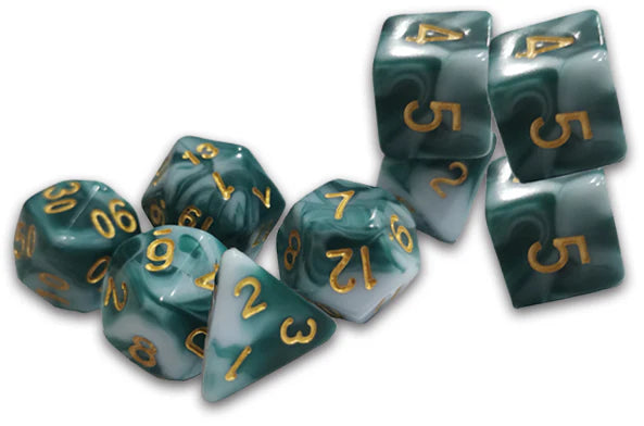 The Caverns of Thracia Azure Swirl Traditional Dice Set (9 pc)