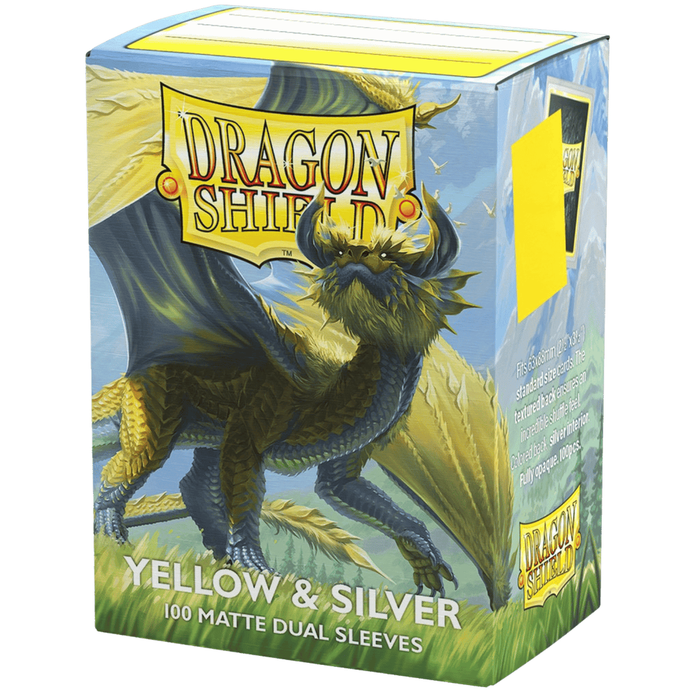 Dragon Shield Sleeves: Standard DUAL- Matte Yellow & Silver (100 ct.)