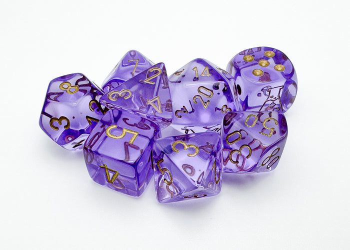 Chessex Lab Dice: Translucent Lavender Gold