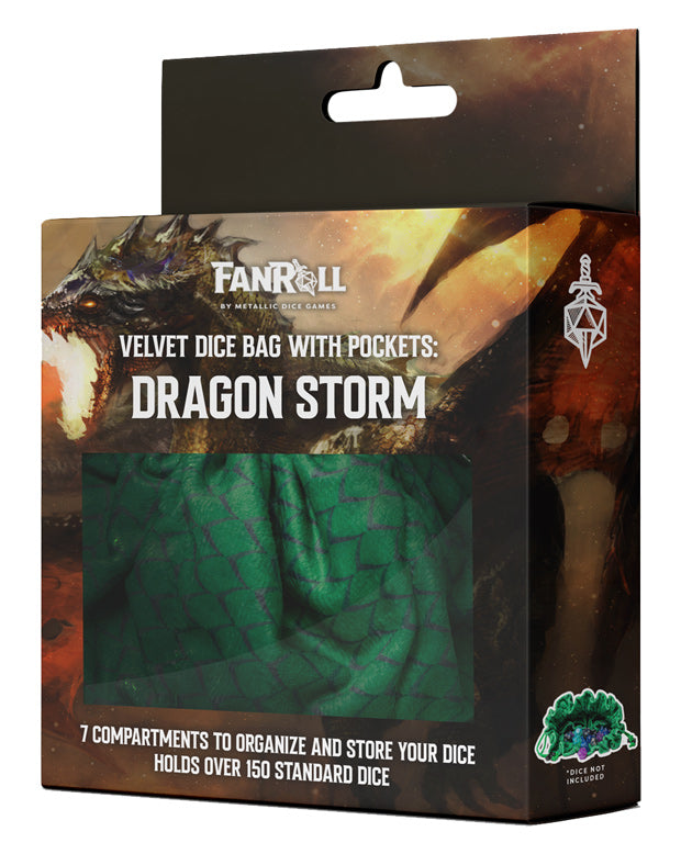 FanRoll Dice Bag: Green Dragon Storm