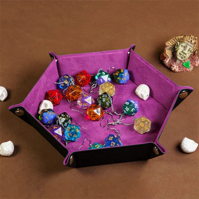 Leatherette & Velvet Dice Tray (Magenta Hex)