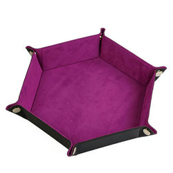 Leatherette & Velvet Dice Tray (Magenta Hex)