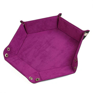 Leatherette & Velvet Dice Tray (Magenta Hex)