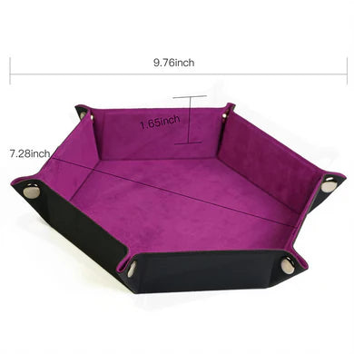 Leatherette & Velvet Dice Tray (Magenta Hex)