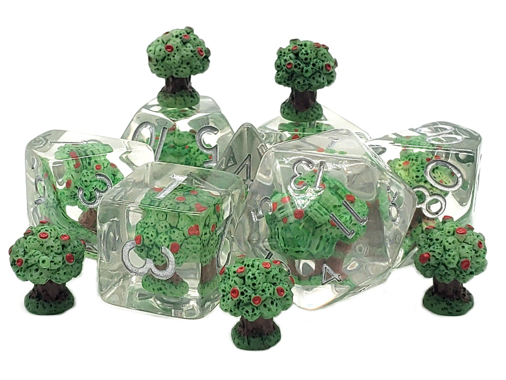 Old School Dice 7 Piece RPG: Infused - Apple Tree