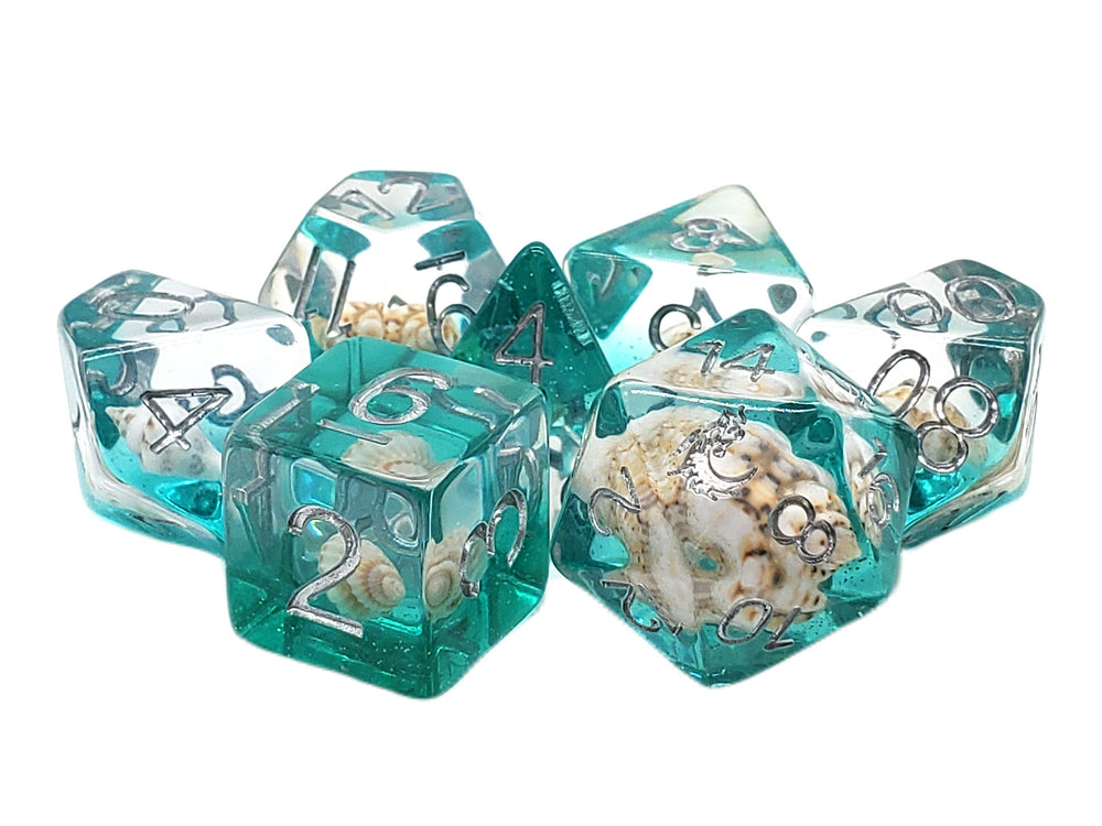 Old School Dice 7 Piece RPG: Infused - Beach Party Aqua