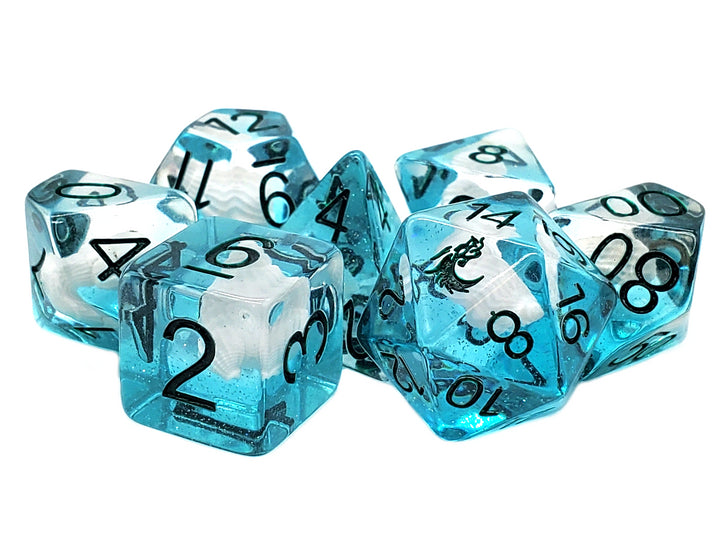 Old School Dice 7 Piece RPG: Infused - Beach Party Ocean Blue