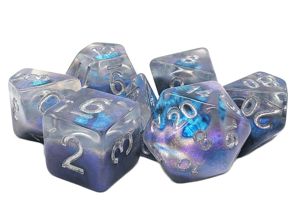 Old School Dice 7 Piece RPG: Infused - Dragon Eye Blue